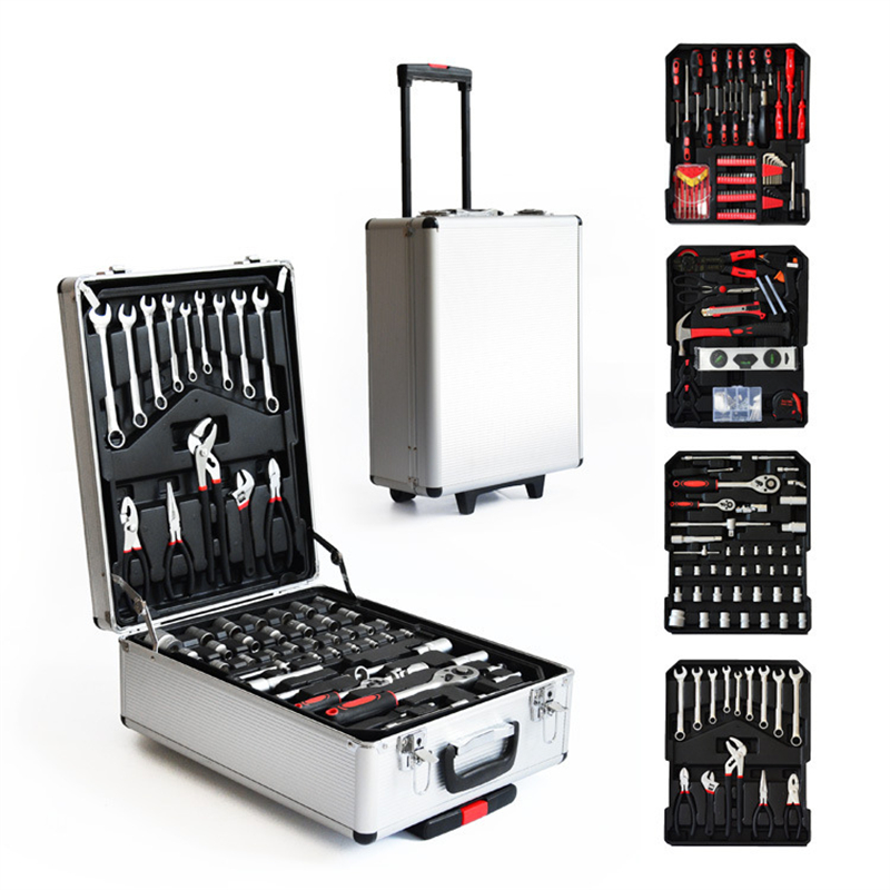 Wrench Set - 186-teiliger Aluminium-Trolley-Mechaniker-Werkzeugsatz mit Steckschlüsseln und Handwerkzeugen