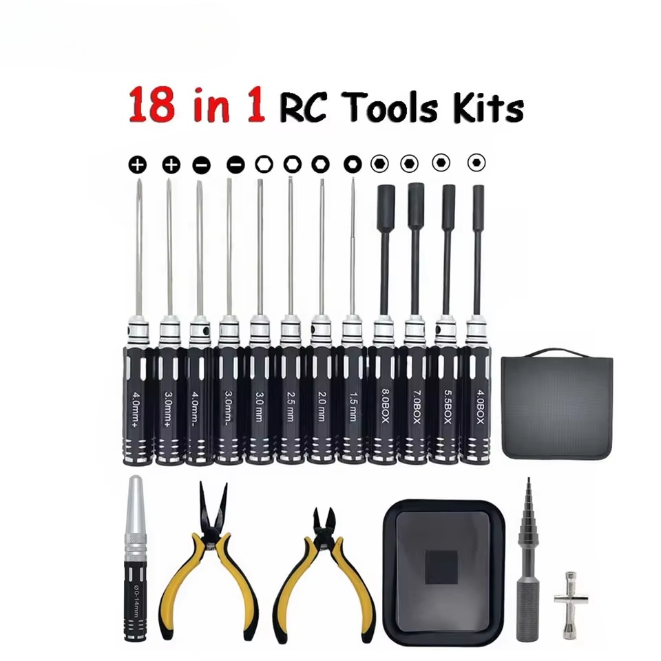 Screwdriver Set - RC-Werkzeugset 18-in-1 Schraubendreher-Zangen-Set mit Sechskant-Steckschlüssel und